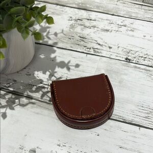 Vintage Brown Leather Coin Purse Wallet – Small Change Holder